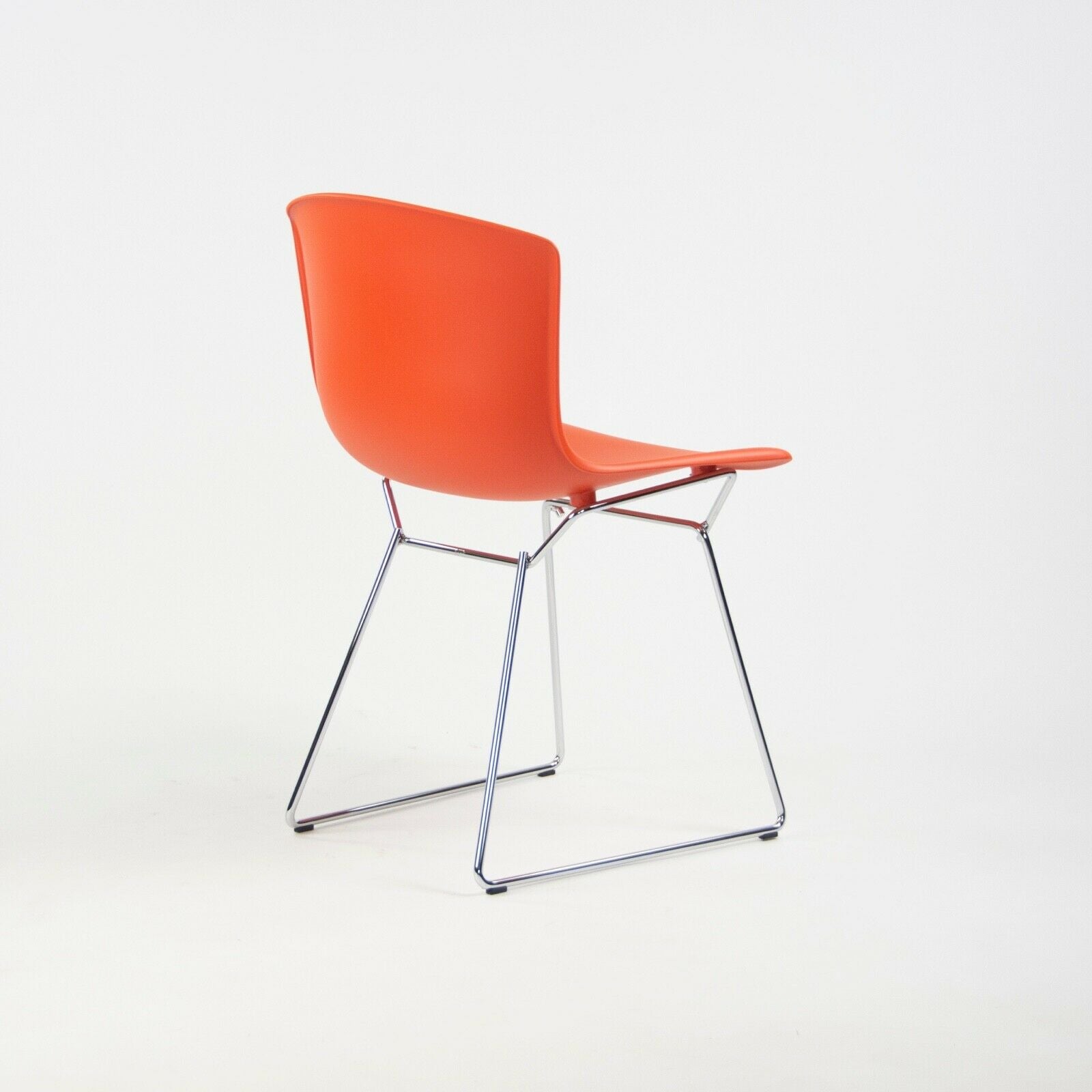 SOLD Harry Bertoia for Knoll Studio Molded Plastic Side Shell Chair Chrome Base Orange/Red