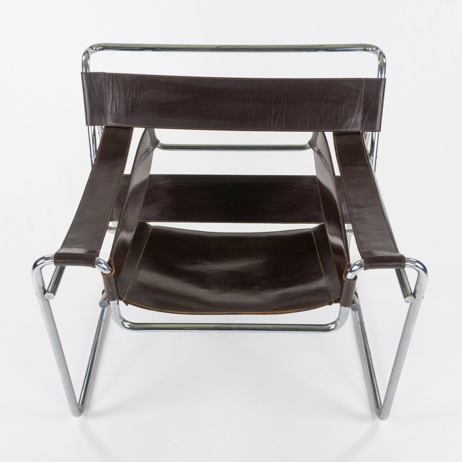 SOLD 1960s Knoll International Brown Leather Wassily Lounge Chair by Marcel Breuer