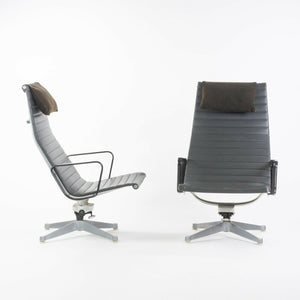 SOLD 1961 Pair of Herman Miller Eames Aluminum Group Lounge Chairs Charcoal Naugahyde