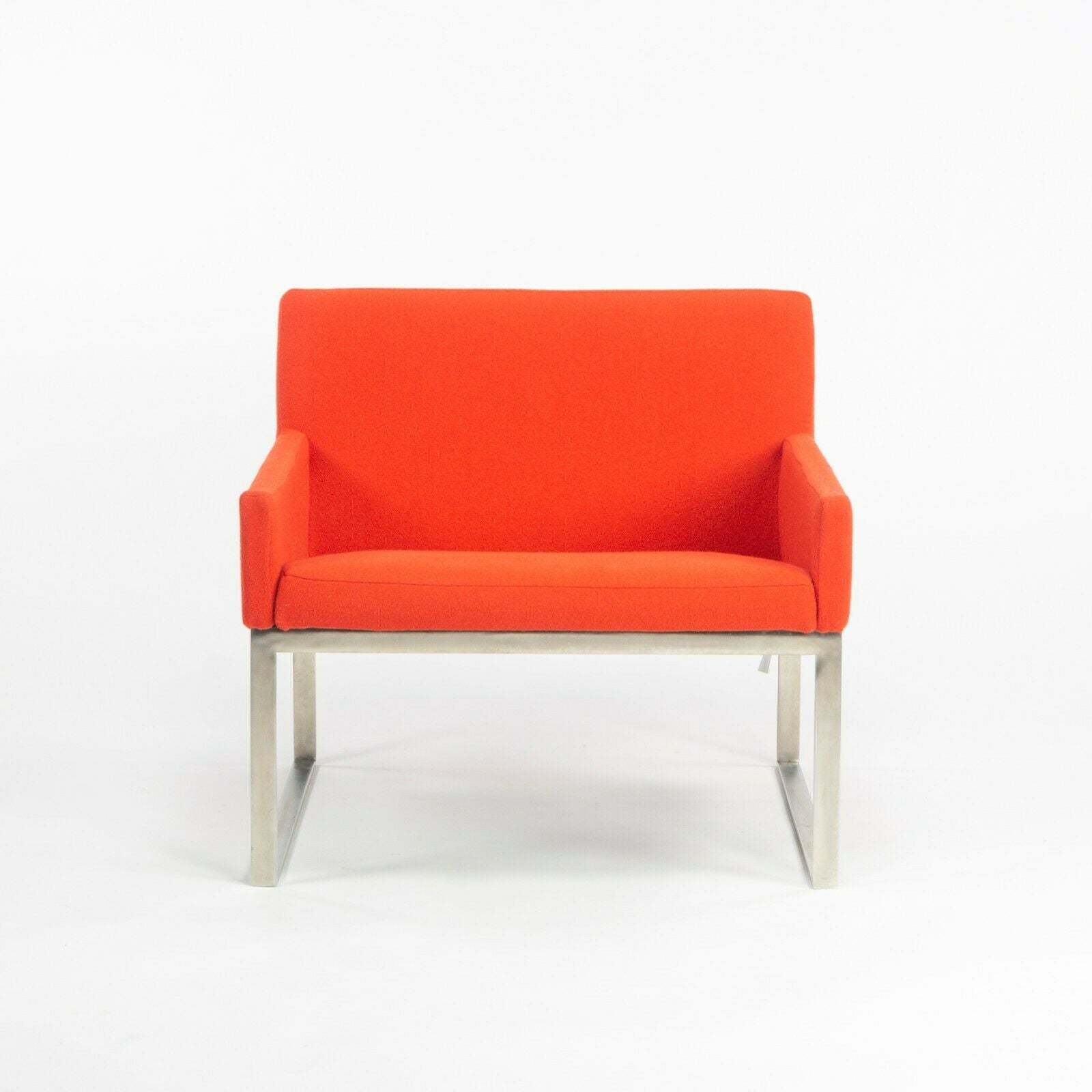 SOLD Pair of Fabien Baron Bernhardt Design B.3 Orange/Red Kvadrat Wool Lounge Chairs