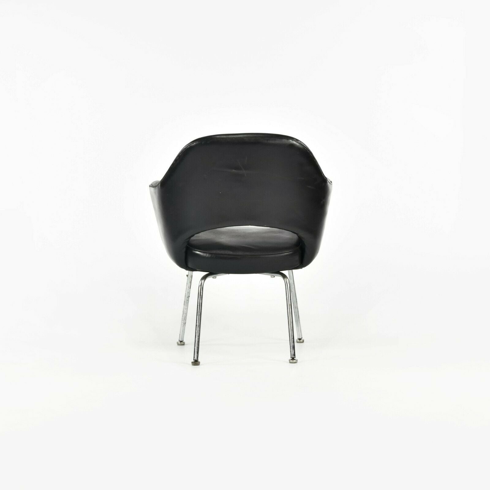 1960s Eero Saarinen for Knoll Executive Dining Arm Chair in Chrome & Black Leather