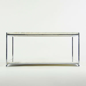 SOLD 2010s Ward Bennett Geiger Metal H Frame Coffee Table Marble Top 36 in by Herman Miller
