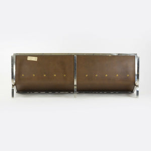 1960s Nicos Zographos CH28 Ribbon 3-Seat Sofa in Brown Leather