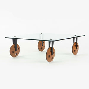 SOLD 1980s Gae Aulenti Tavolo con Ruote Postmodern Glass Coffee Table by Fontana Arte