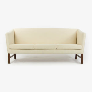 1960s Ole Wanscher for AJ Iversen White New Bouclé Fabric 3-Seat Sofa Denmark