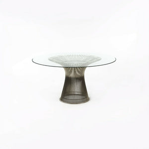 SOLD 1990s Warren Platner for Knoll Dining Table in Polished Nickel with 54 inch Glass Top