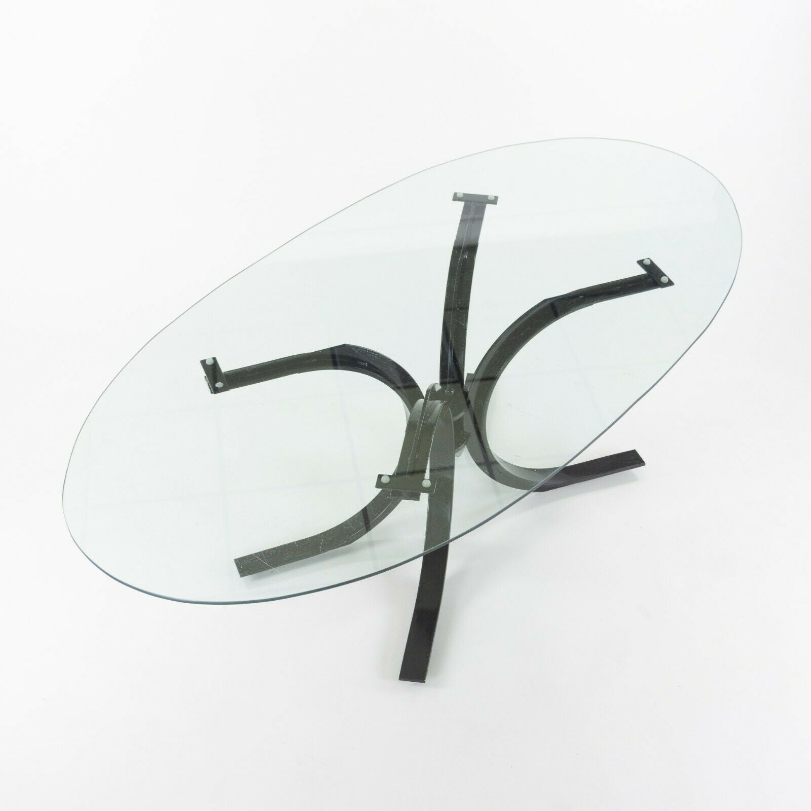 1970s Osvaldo Borsani Dining Table for Stow Davis with Glass Top and Steel Base