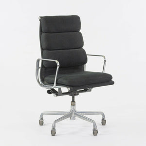 1985 Black Fabric Eames Aluminum Group Soft Pad Executive High Back Desk Chair