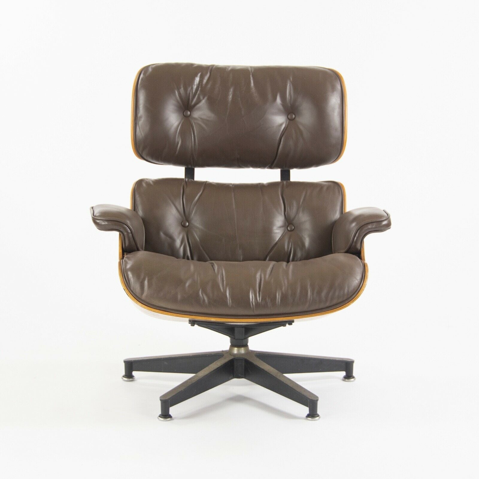 SOLD 1970s Herman Miller Eames Lounge Chair and Ottoman Rosewood 670 and 671 in Brown Leather