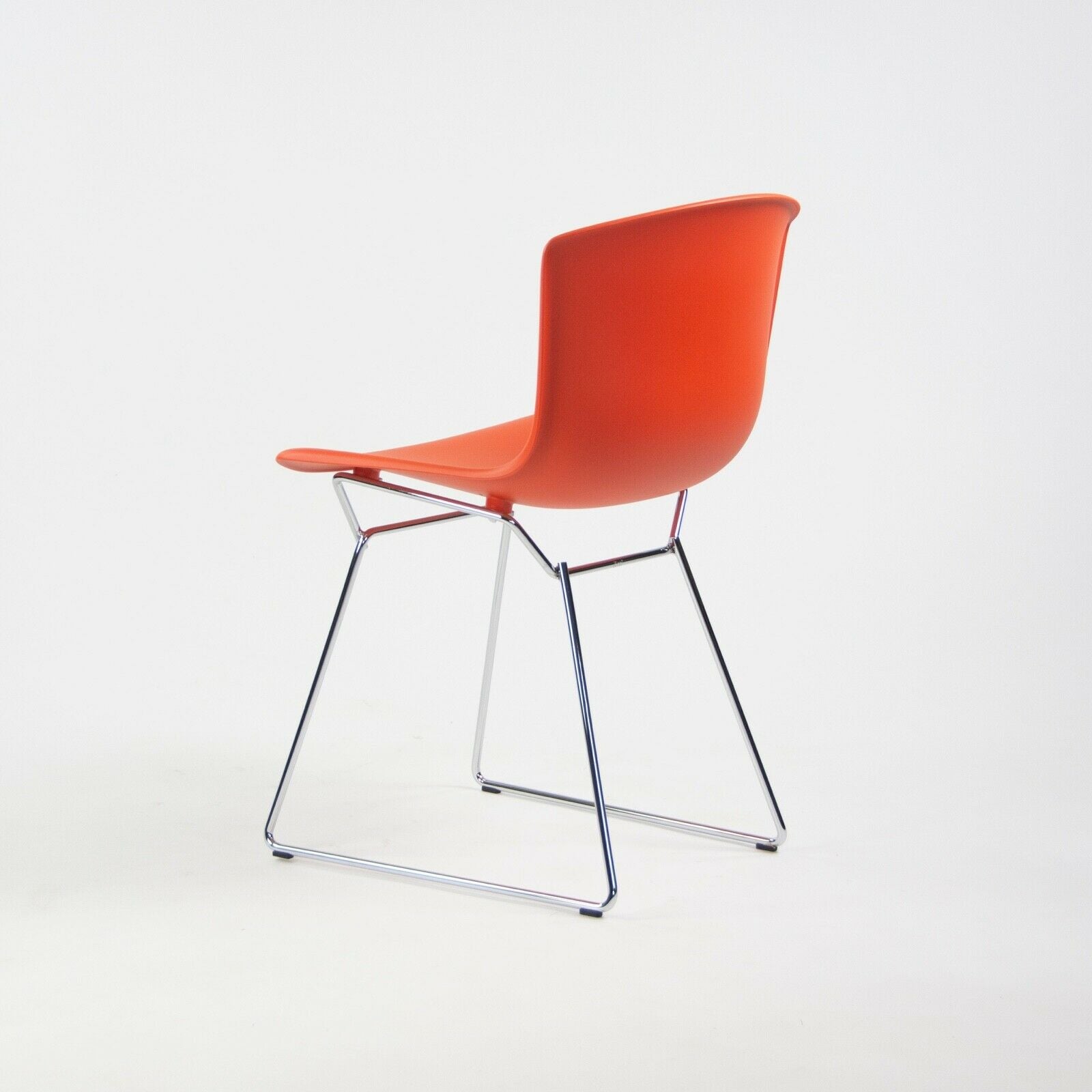 SOLD Harry Bertoia for Knoll Studio Molded Plastic Side Shell Chair Chrome Base Orange/Red