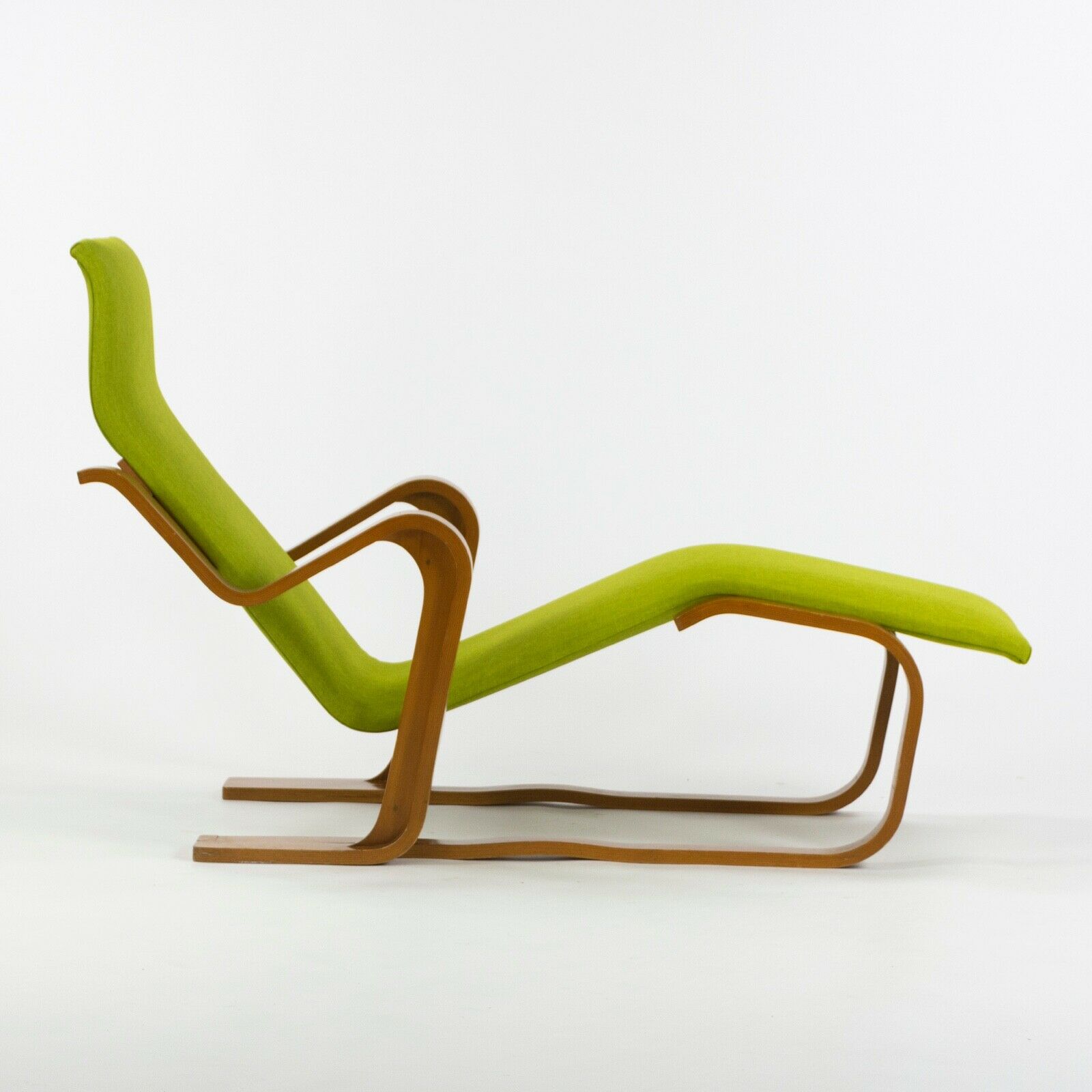 SOLD 1960s Marcel Breuer for Knoll Isokon Chaise Lounge Chair in Green Upholstery