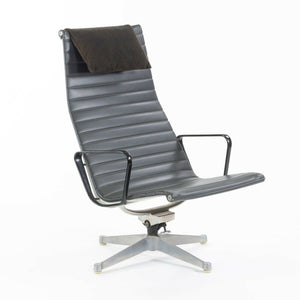 SOLD 1961 Pair of Herman Miller Eames Aluminum Group Lounge Chairs Charcoal Naugahyde