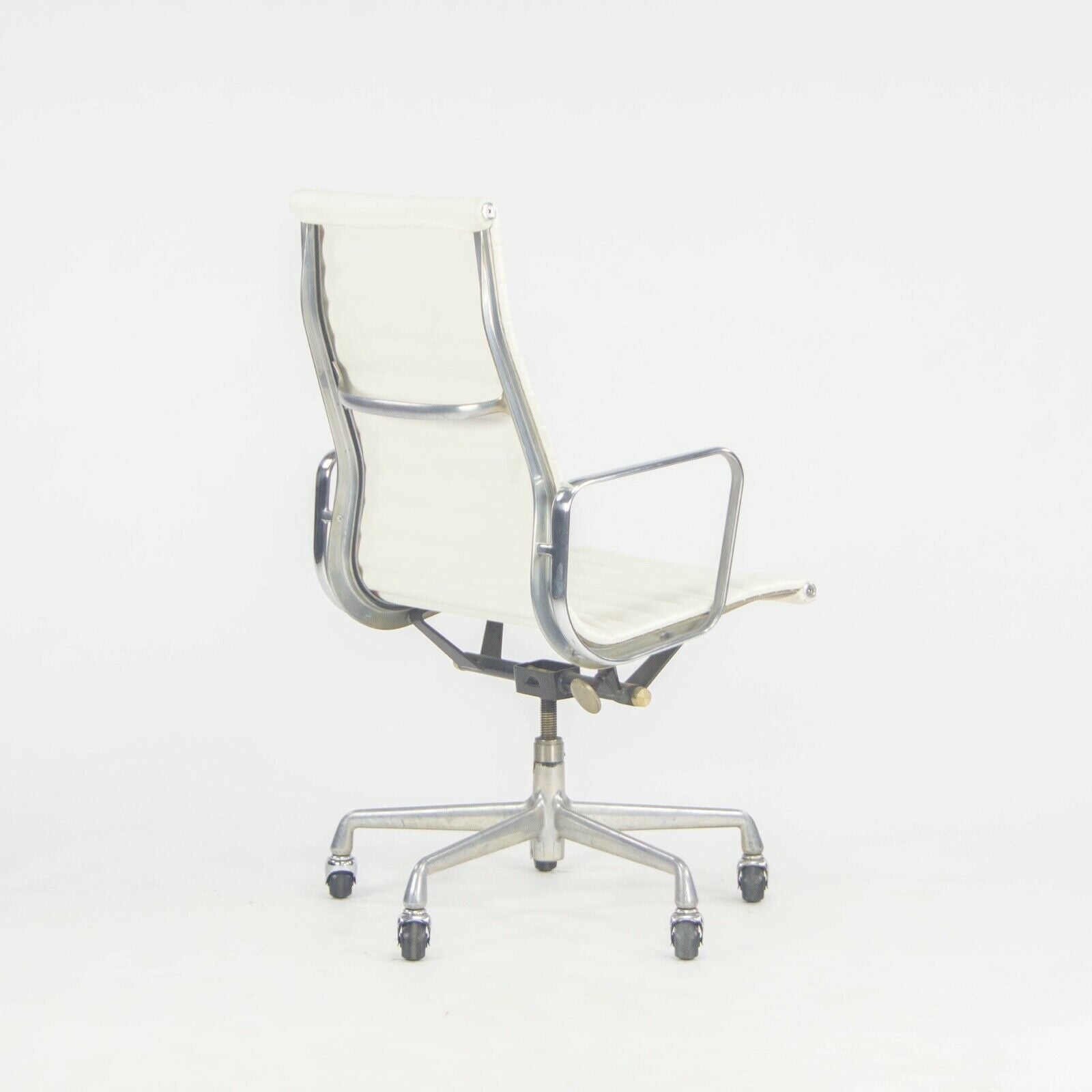 SOLD 1990s Herman Miller Eames Aluminum Group Executive White Leather Desk Chair