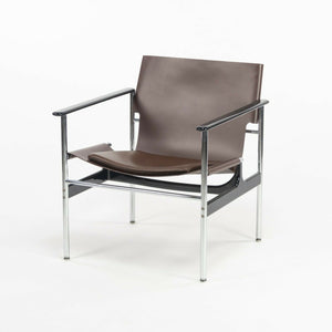 SOLD 2020 Charles Pollock for Knoll Sling Arm Chair with Brown Leather and Chrome 657