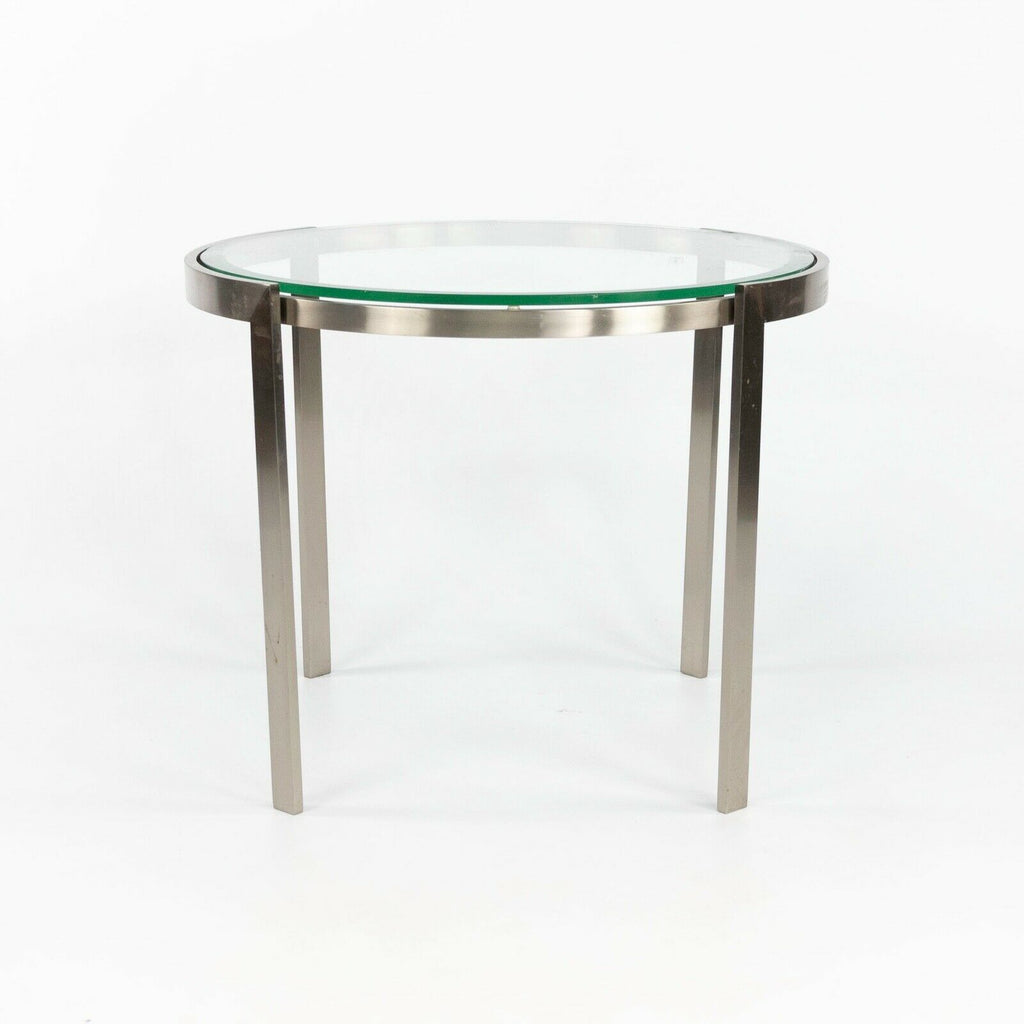 2010s Geiger Metal Series Matte Stainless Steel and Glass End Table / Side Table