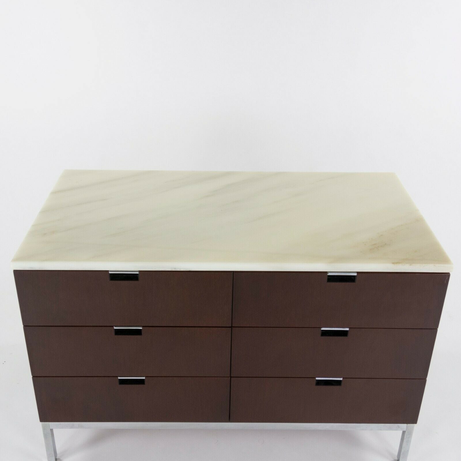 1970s Florence Knoll International 6 Drawer Credenza Dresser Cabinet with Marble Top