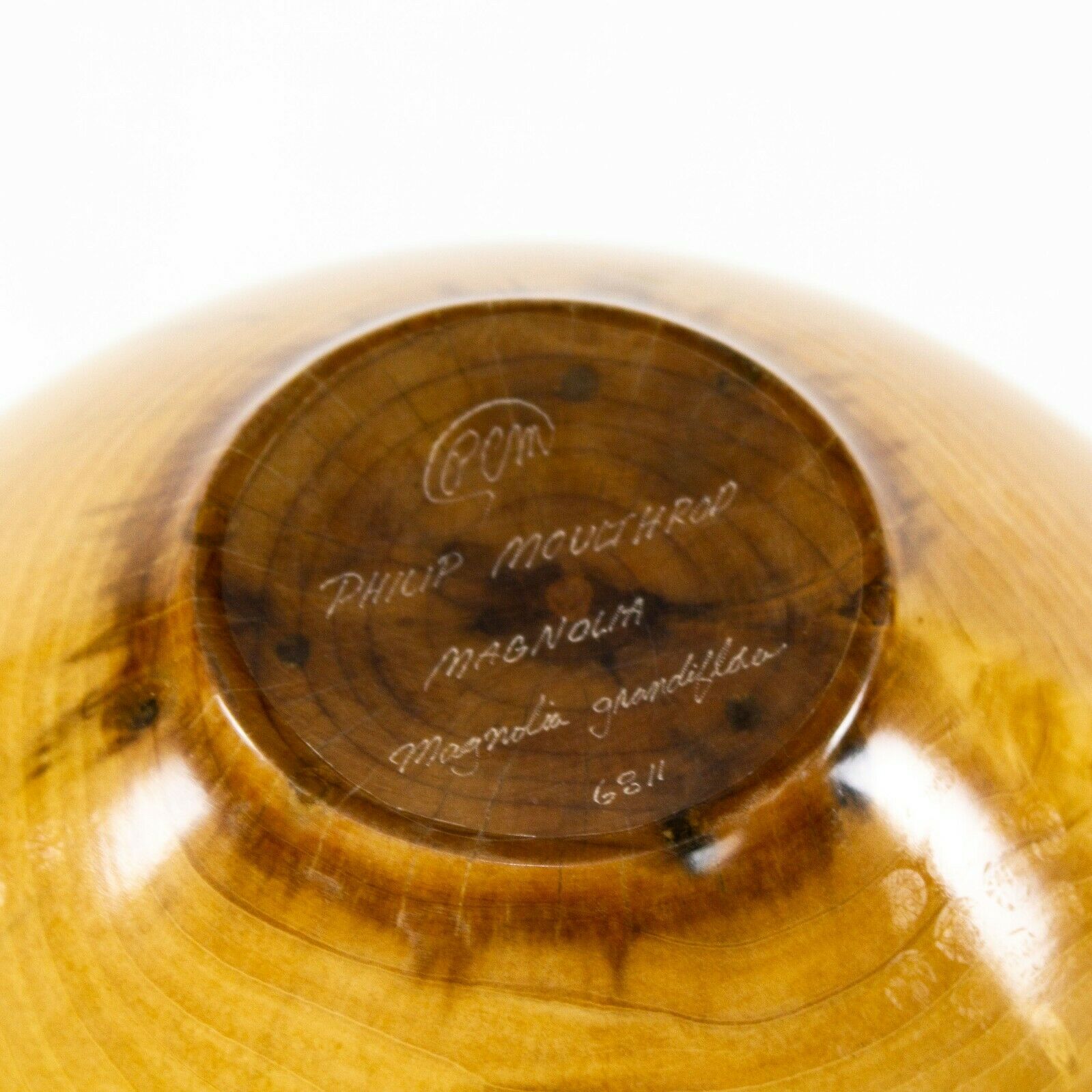 SOLD 1980s Philip Moulthrop Magnolia Grandiflora Turned Lacquered Wood Bowl Sculpture