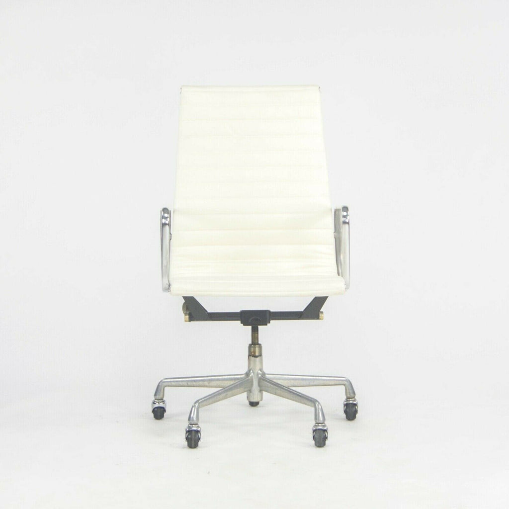 SOLD 1990s Herman Miller Eames Aluminum Group Executive White Leather Desk Chair