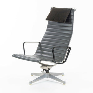 SOLD 1961 Pair of Herman Miller Eames Aluminum Group Lounge Chairs Charcoal Naugahyde