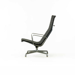 SOLD 1978 Herman Miller Eames Aluminum Group Lounge Chair in Smooth Black Leather