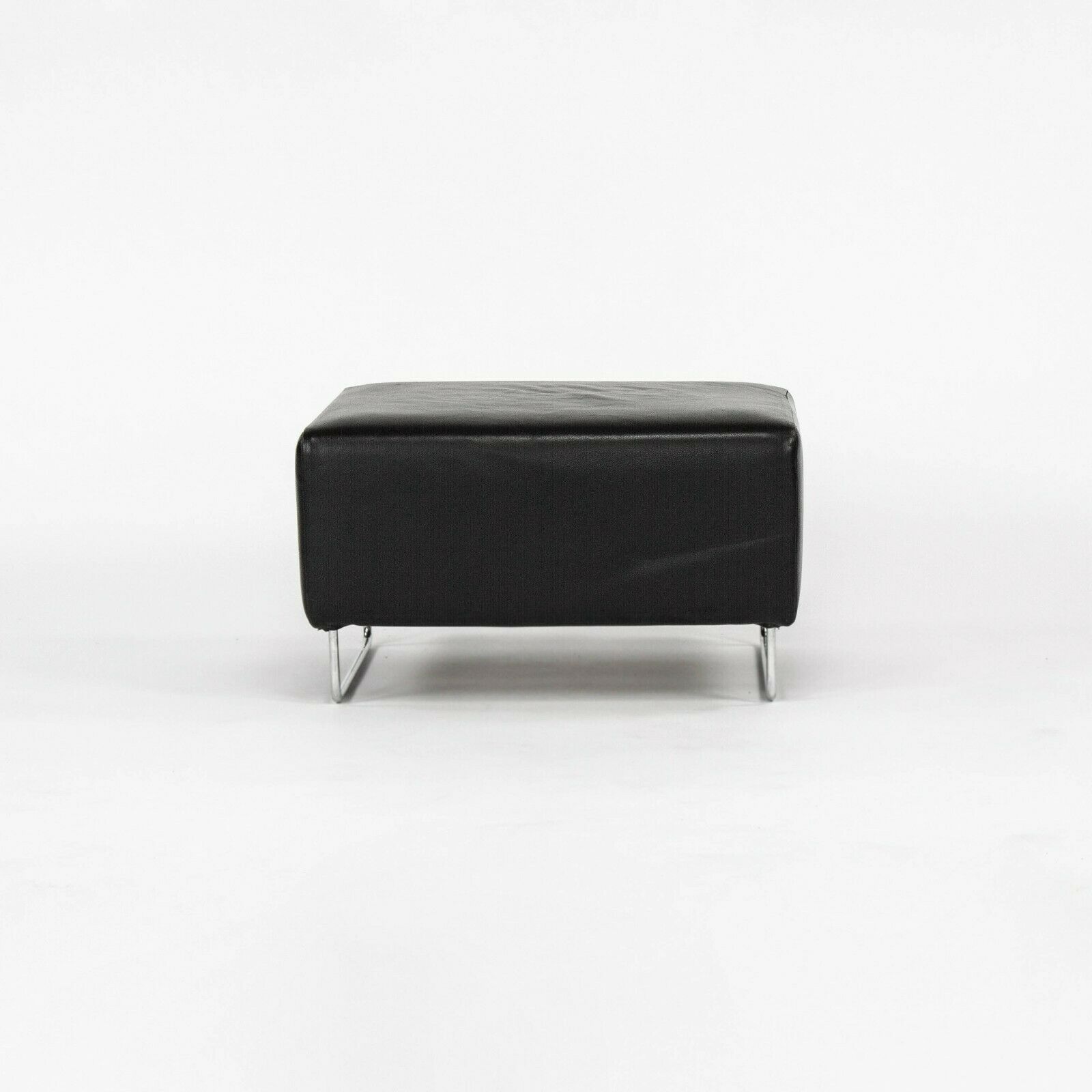 SOLD B&B Italia Diesis Black Leather Ottoman by Antonio Citterio and Paulo Nava