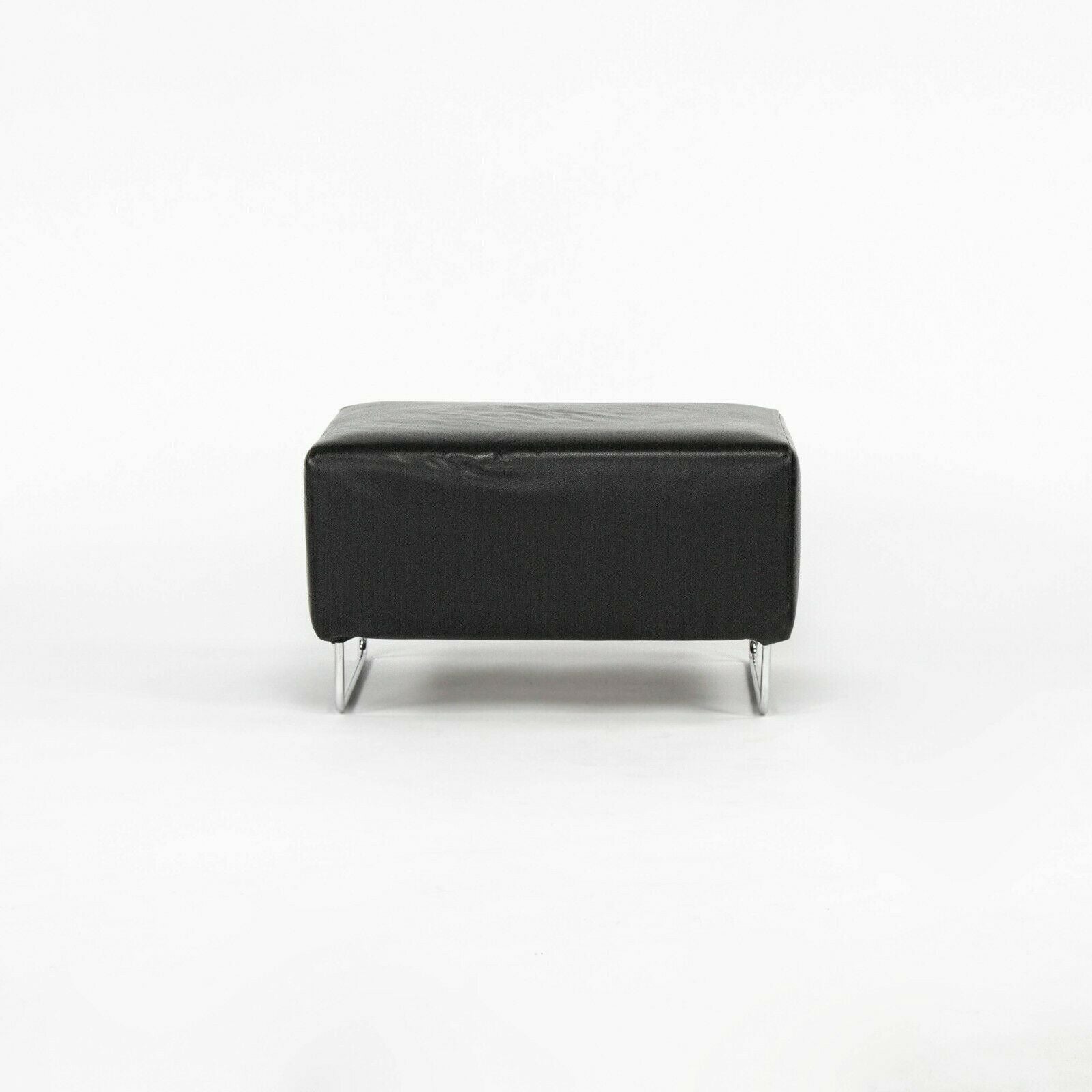 SOLD B&B Italia Diesis Black Leather Ottoman by Antonio Citterio and Paulo Nava