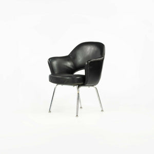 1960s Eero Saarinen for Knoll Executive Dining Arm Chair in Chrome & Black Leather