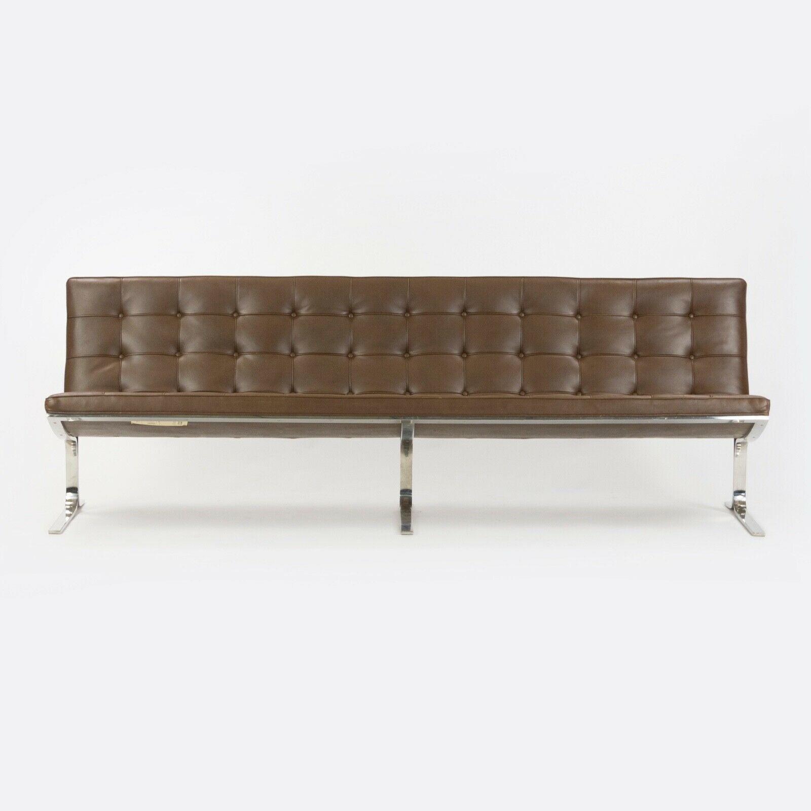 1960s Nicos Zographos CH28 Ribbon 3-Seat Sofa in Brown Leather