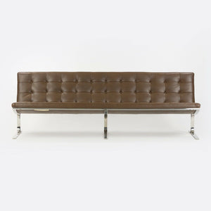 1960s Nicos Zographos CH28 Ribbon 3-Seat Sofa in Brown Leather