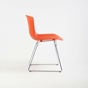 SOLD Harry Bertoia for Knoll Studio Molded Plastic Side Shell Chair Chrome Base Orange/Red