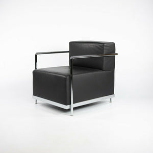 2010s Pair of Bernhardt Design Brellin Lounge Chairs in Black Leather with Chrome Frames