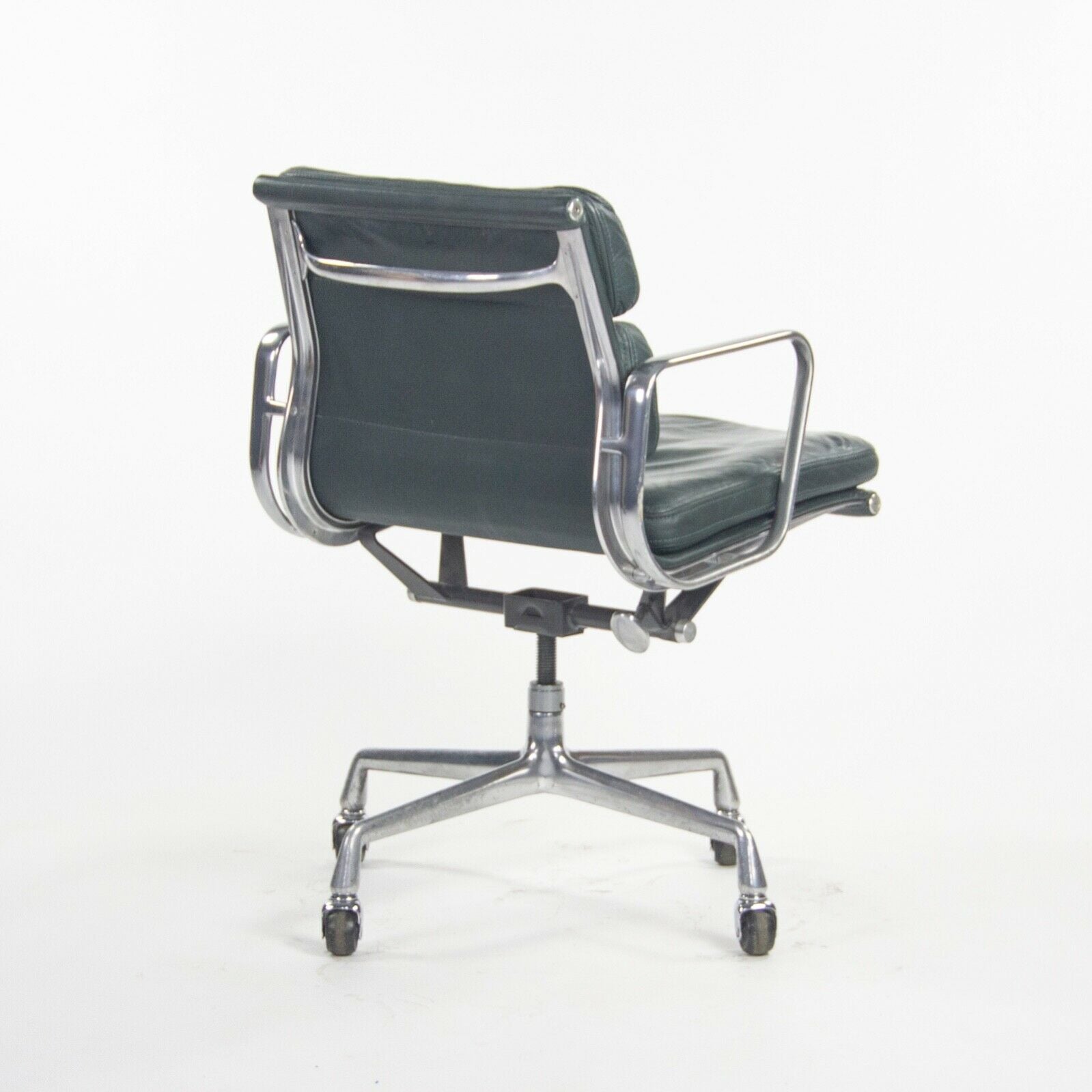 SOLD 1980s Herman Miller Eames Aluminum Group Soft Pad Management Desk Chair in Green Leather