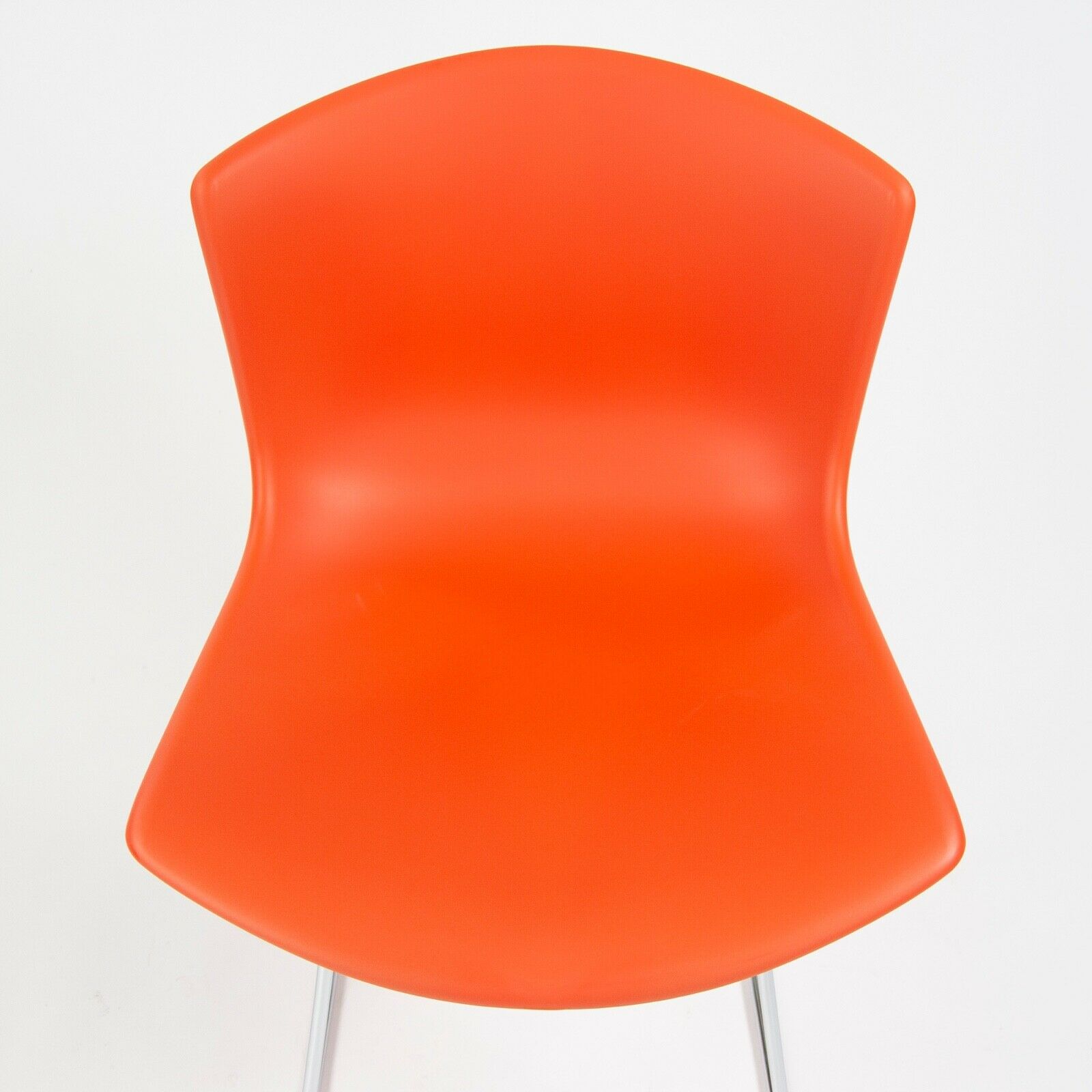 SOLD Harry Bertoia for Knoll Studio Molded Plastic Side Shell Chair Chrome Base Orange/Red