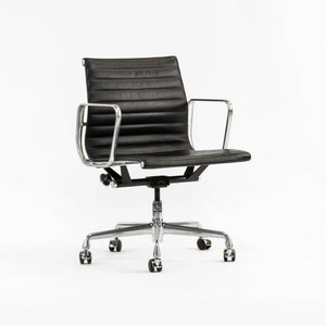 SOLD 2012 Herman Miller Eames Aluminum Group Management Desk Chair in Black Leather