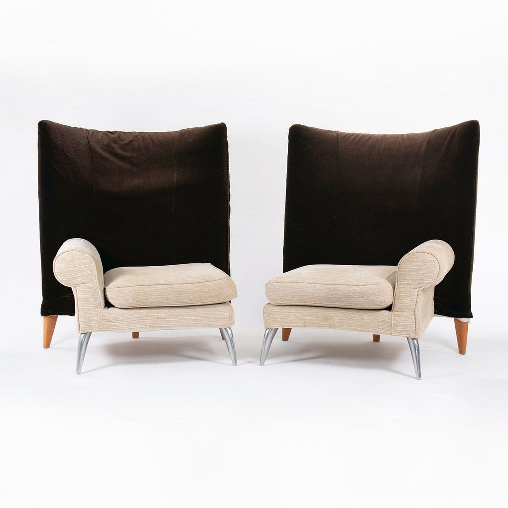 1990s Pair of Royalton Arm Chairs by Philippe Starck for Driade with Fabric Upholstery