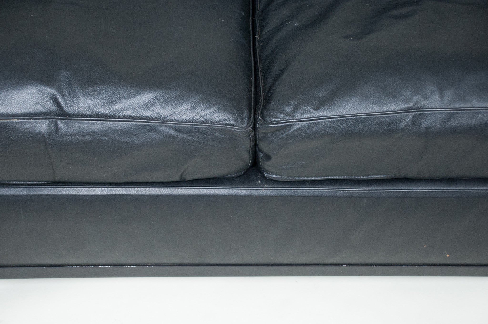 SOLD Le Corbusier Black Leather Black Frame LC2 Petit Modele Two Seater Sofa