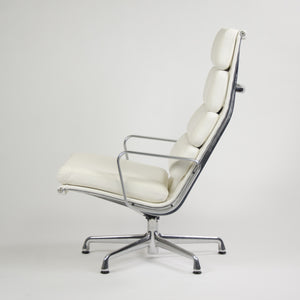 SOLD Eames Herman Miller Soft Pad Aluminum Group Lounge Chairs White Leather 2x 2008