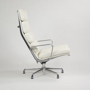 SOLD Eames Herman Miller Soft Pad Aluminum Group Lounge Chairs White Leather 2x 2008