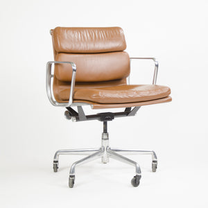 SOLD 2000's Cognac Eames Herman Miller Soft Pad Aluminum Group Desk Chairs 4x