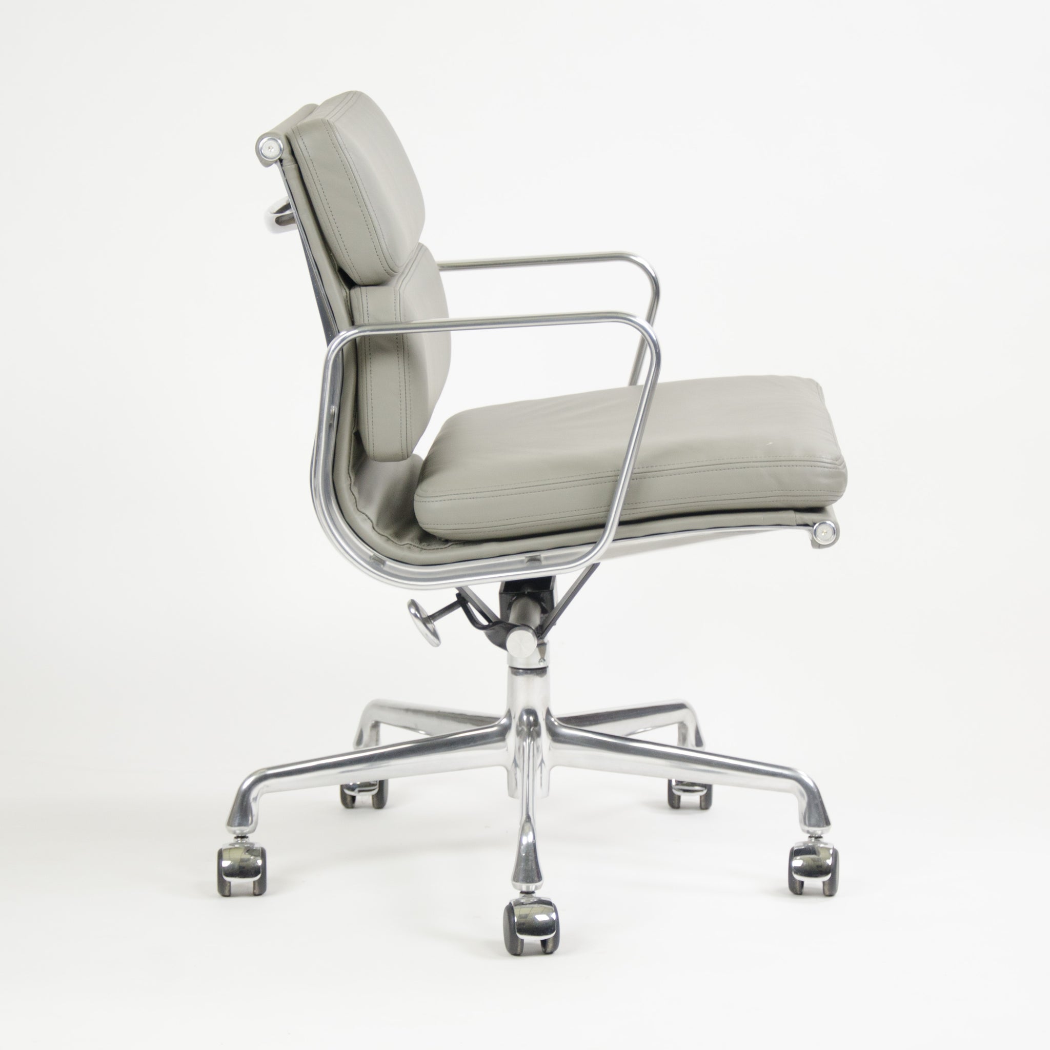 SOLD 2011 Herman Miller Eames Aluminum Group Soft Pad Desk Chair in Grey Leather 8x Available