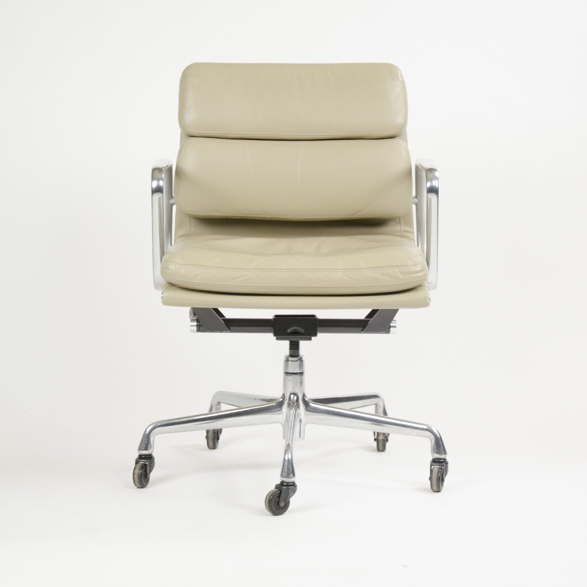 SOLD Herman Miller Eames Soft Pad Aluminum Group Chair Tan Leather 2000's 2x Available