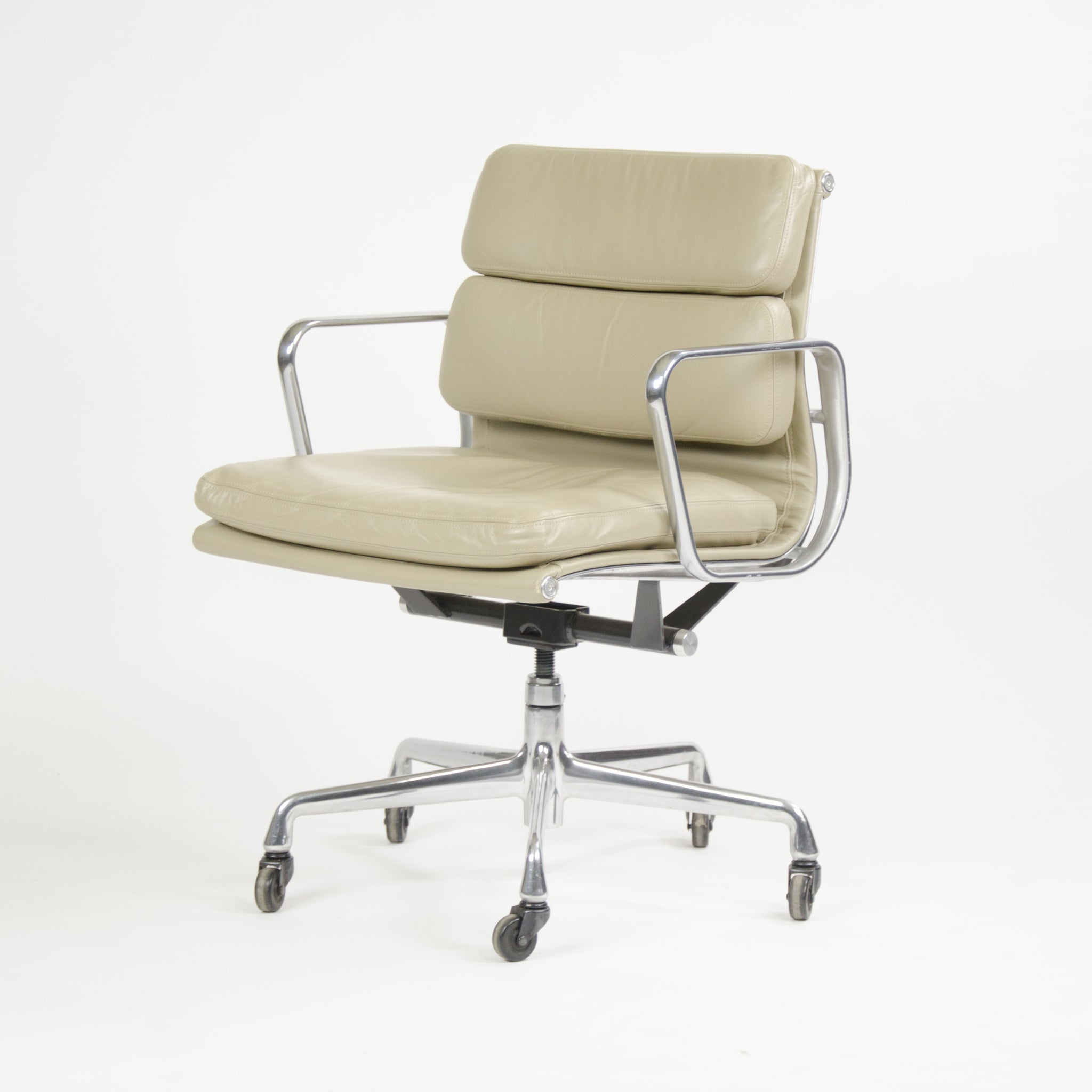 SOLD Herman Miller Eames Soft Pad Aluminum Group Chair Tan Leather 2000's 2x Available