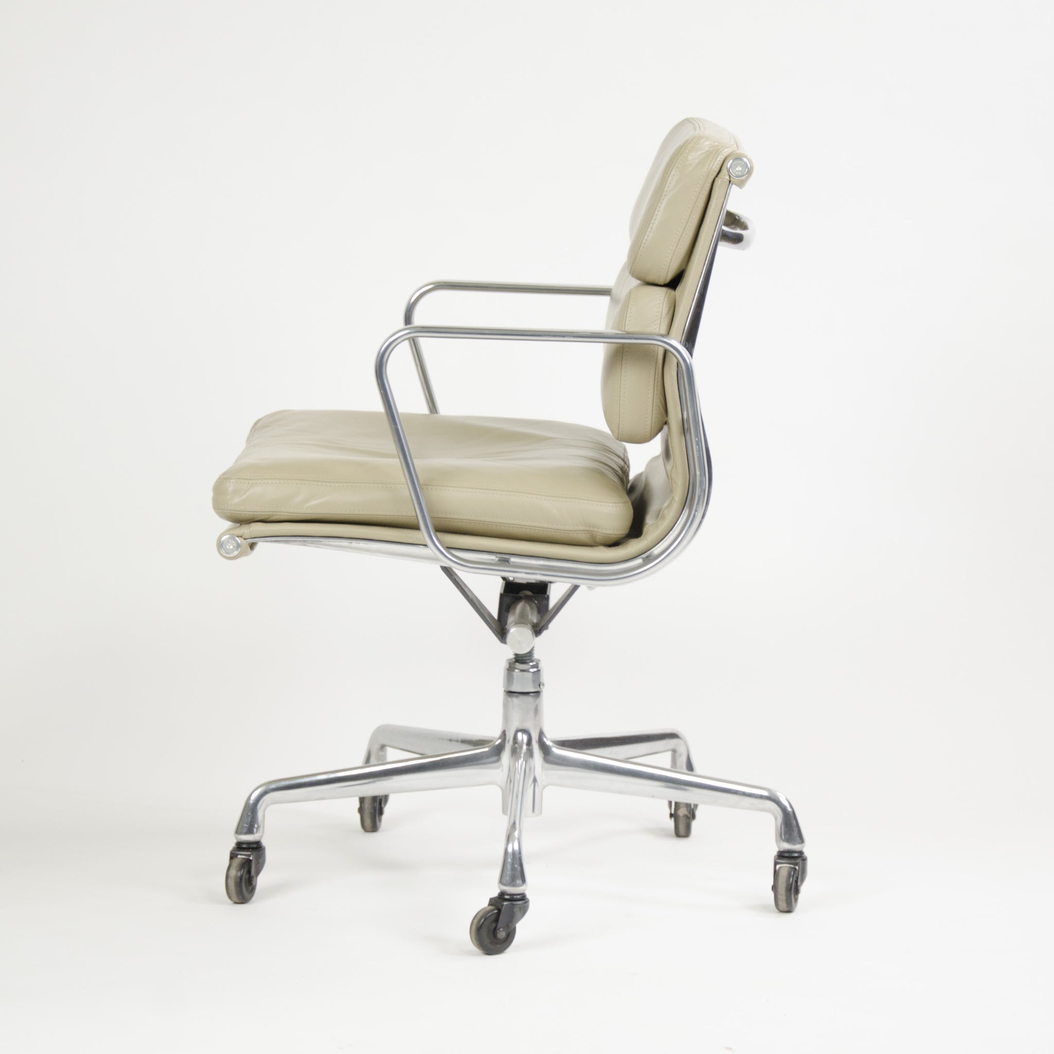 SOLD Herman Miller Eames Soft Pad Aluminum Group Chair Tan Leather 2000's 2x Available