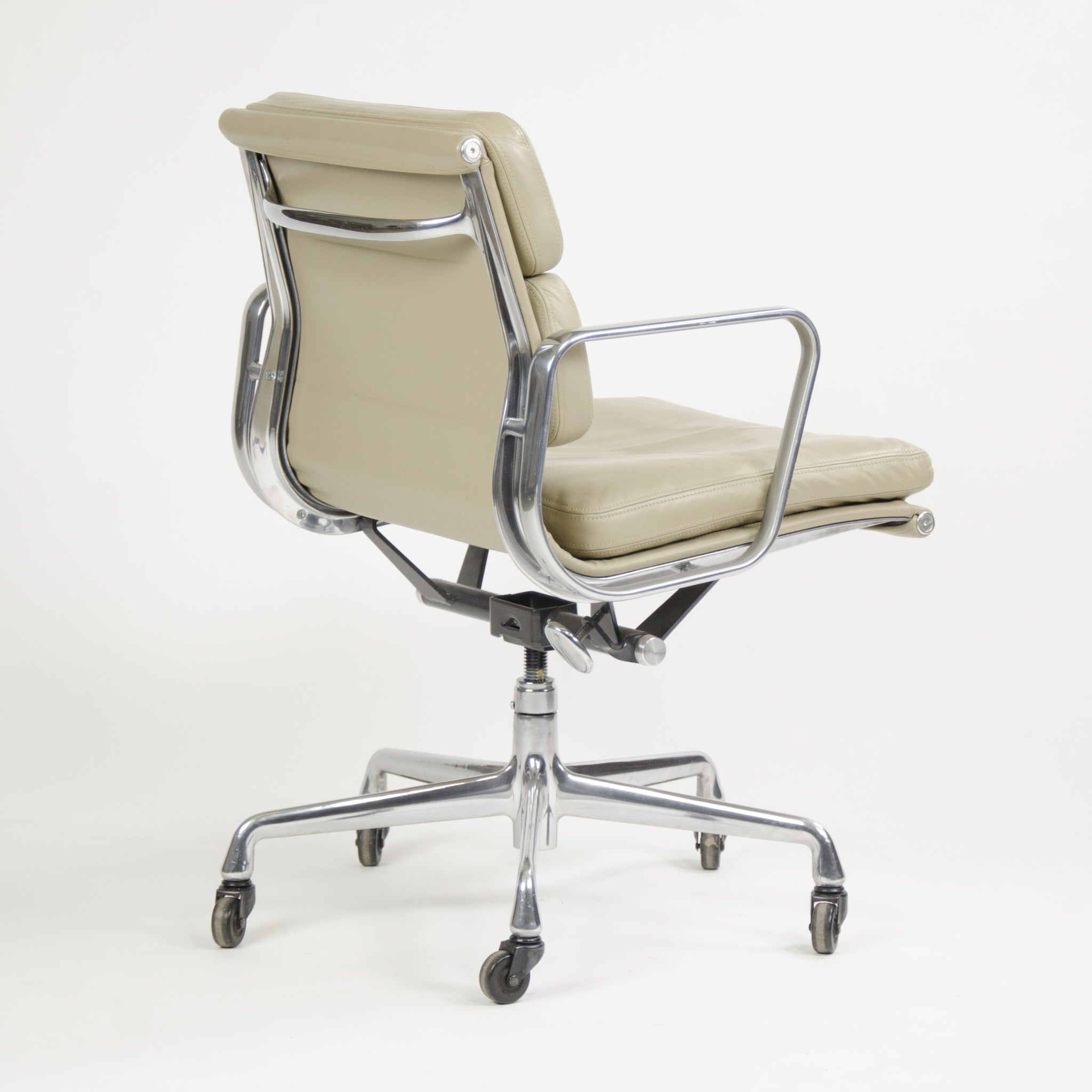 SOLD Herman Miller Eames Soft Pad Aluminum Group Chair Tan Leather 2000's 2x Available