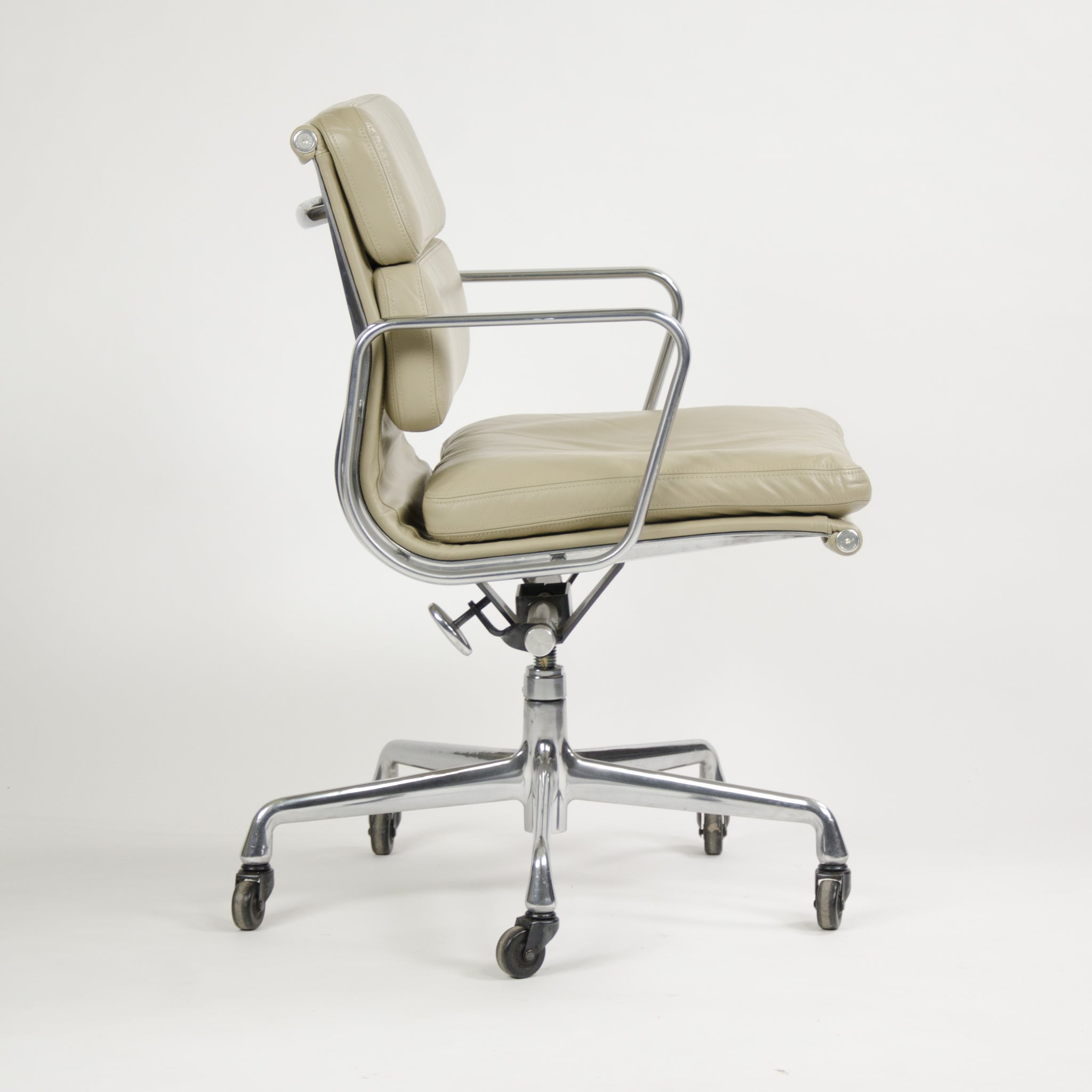 SOLD Herman Miller Eames Soft Pad Aluminum Group Chair Tan Leather 2000's 2x Available