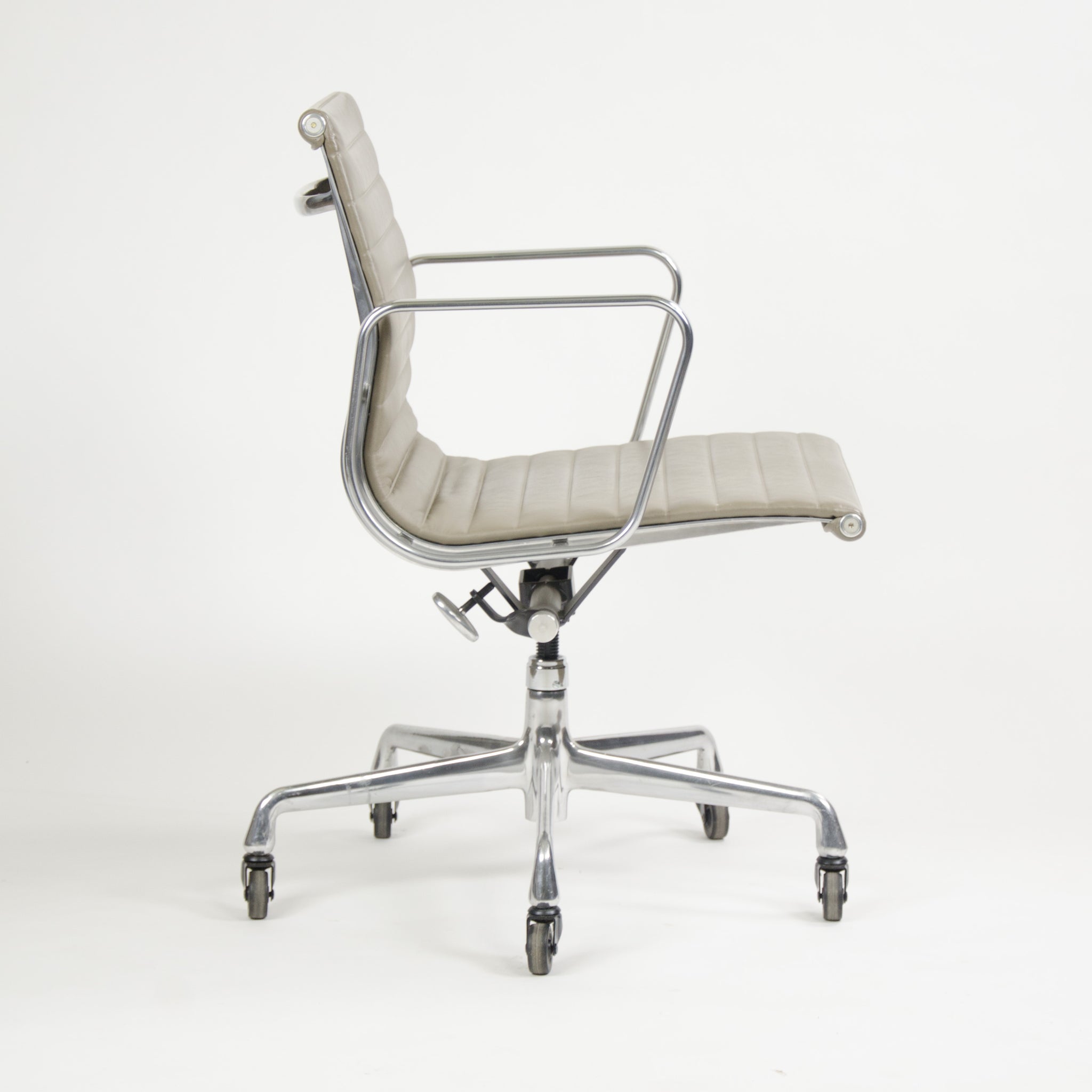 SOLD Eames Herman Miller Aluminum Group Executive Chairs Tan Leather 2000's 2x Avail