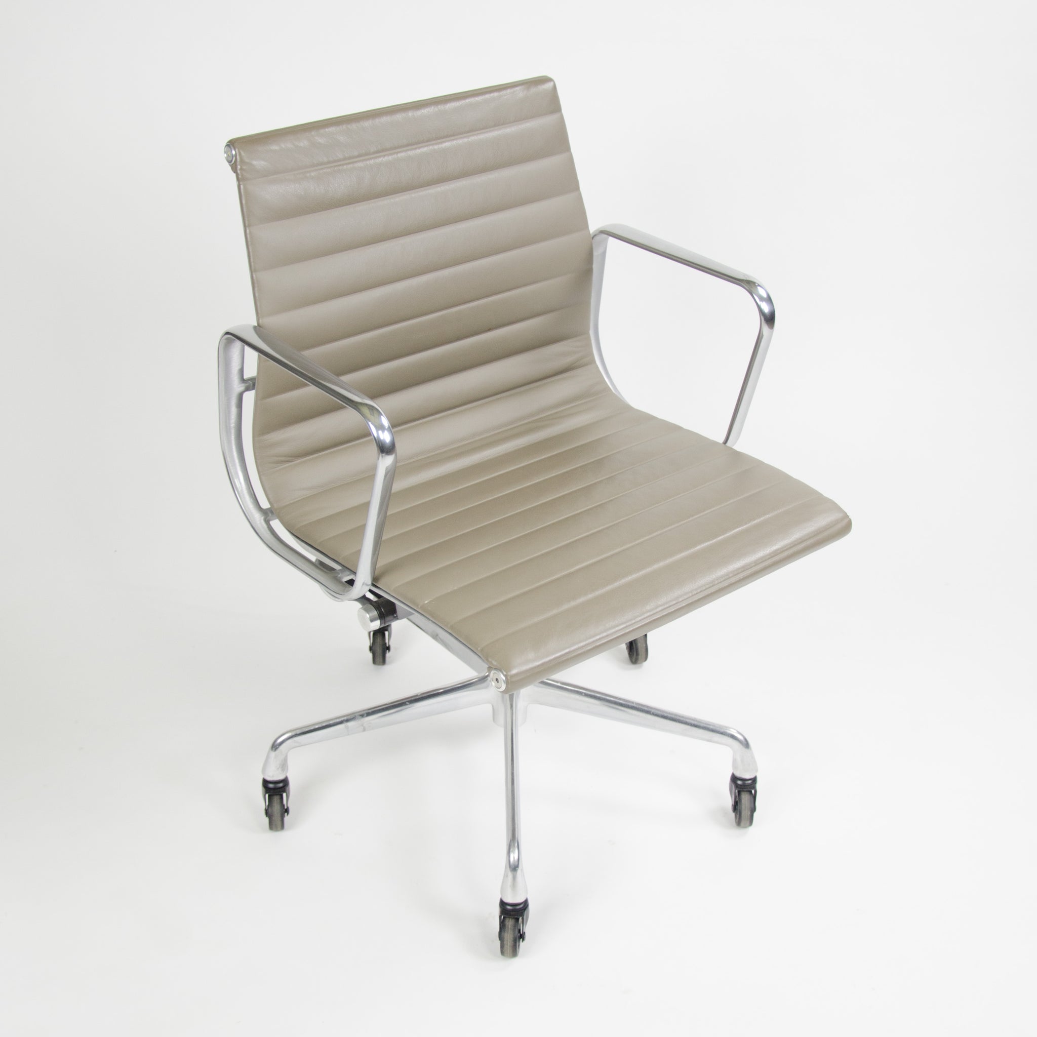 SOLD Eames Herman Miller Aluminum Group Executive Chairs Tan Leather 2000's 2x Avail