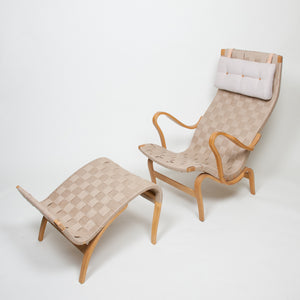 SOLD Bruno Mathsson Pernilla Lounge Chair + Ottoman Set Karl Mathsson Sweden