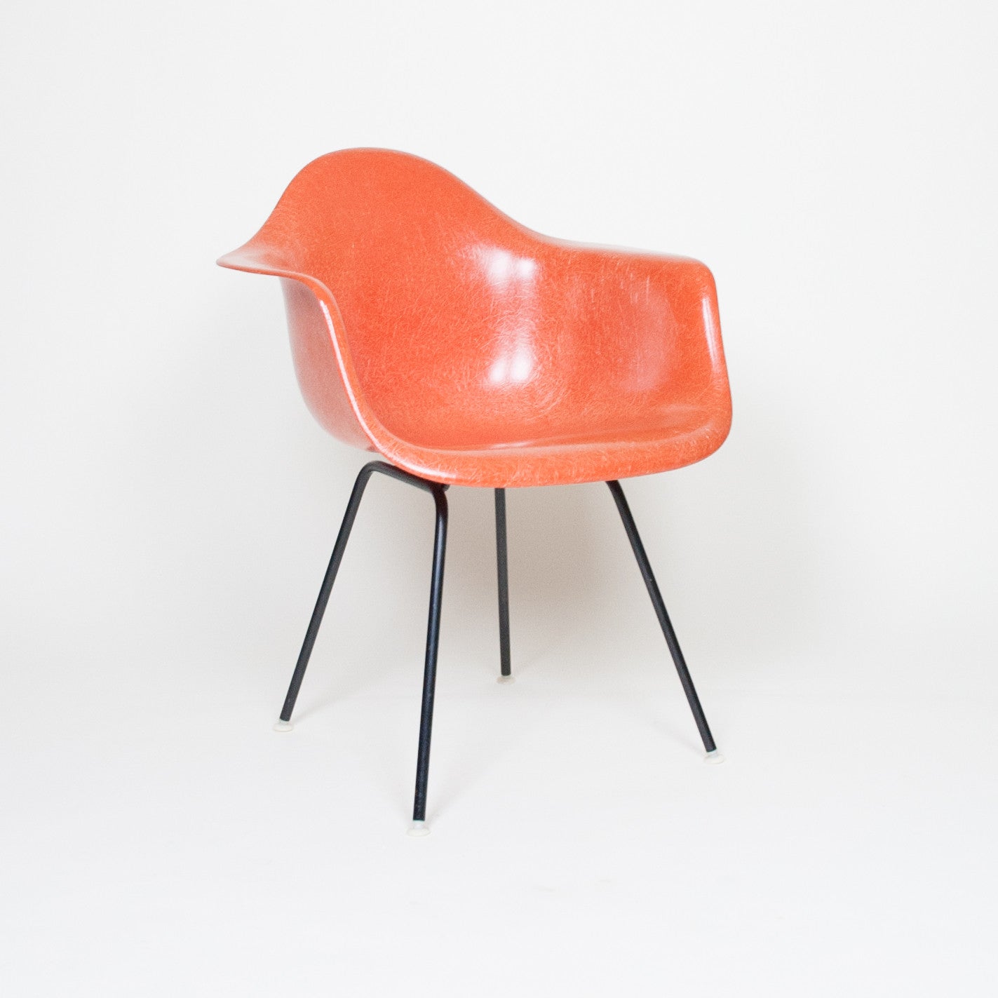 SOLD Eames 1950's Herman Miller Red / Orange Fiberglass Shell Chair Arm Shell Mint