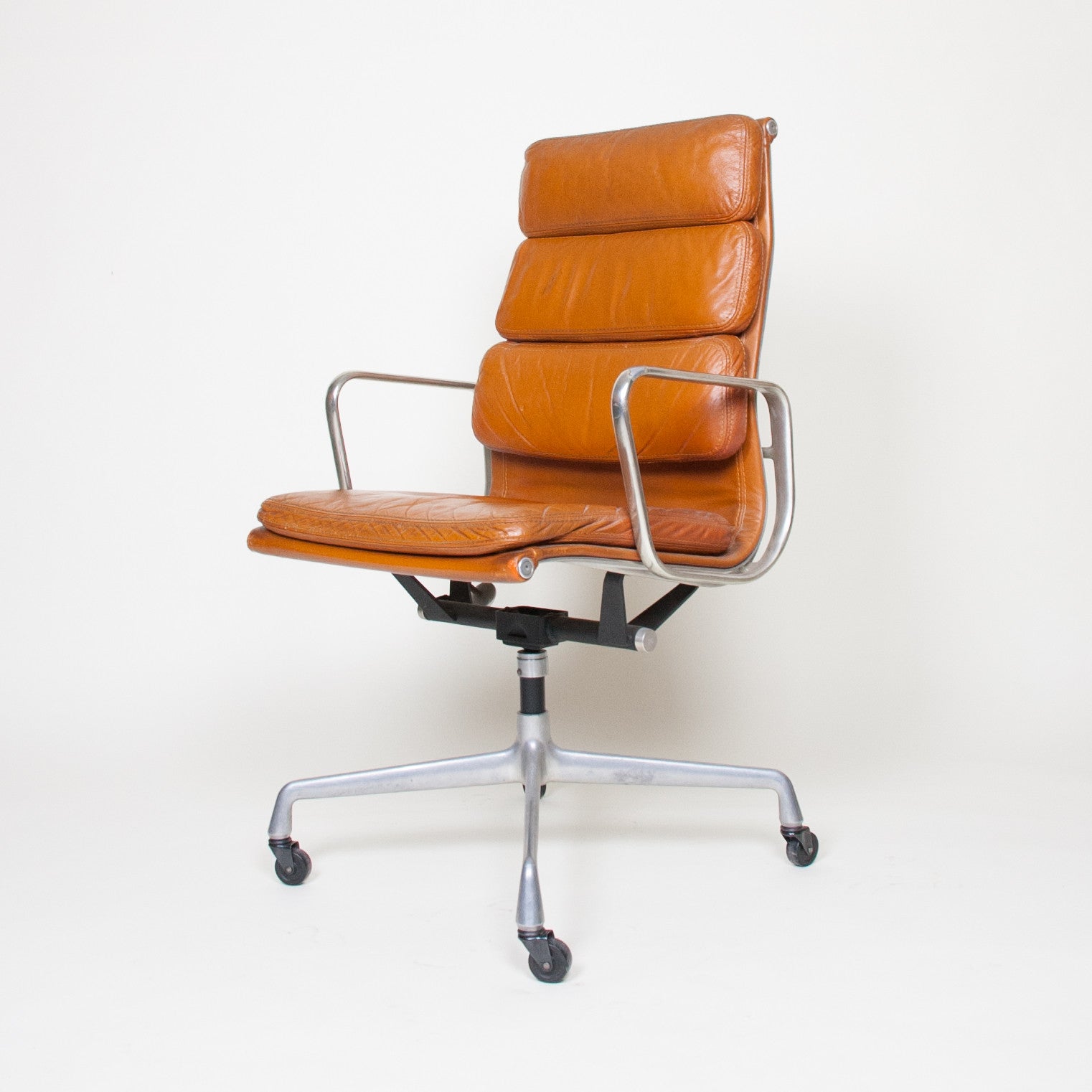 SOLD Eames Herman Miller High Back Soft Pad Aluminum Group Chair Cognac Leather